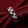 charms 925 Sterling Silver fine crystal Black grid Rings For Women streetwear Party Gifts wedding designer jewelry