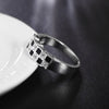 charms 925 Sterling Silver fine crystal Black grid Rings For Women streetwear Party Gifts wedding designer jewelry