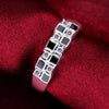 charms 925 Sterling Silver fine crystal Black grid Rings For Women streetwear Party Gifts wedding designer jewelry