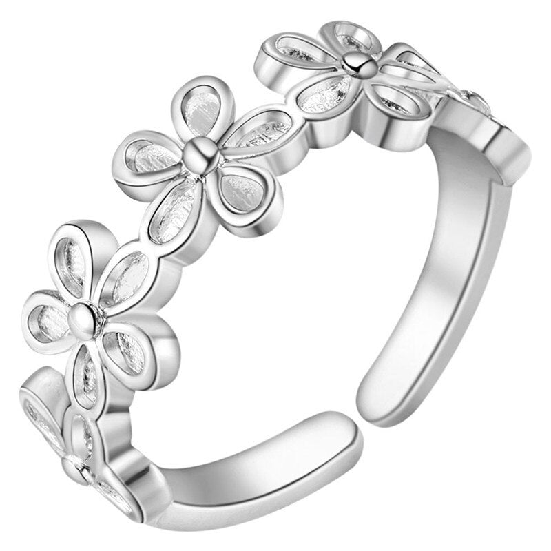 charms 925 Sterling Silver flower Rings for Women adjustable wedding accessories Party gifts designer jewelry