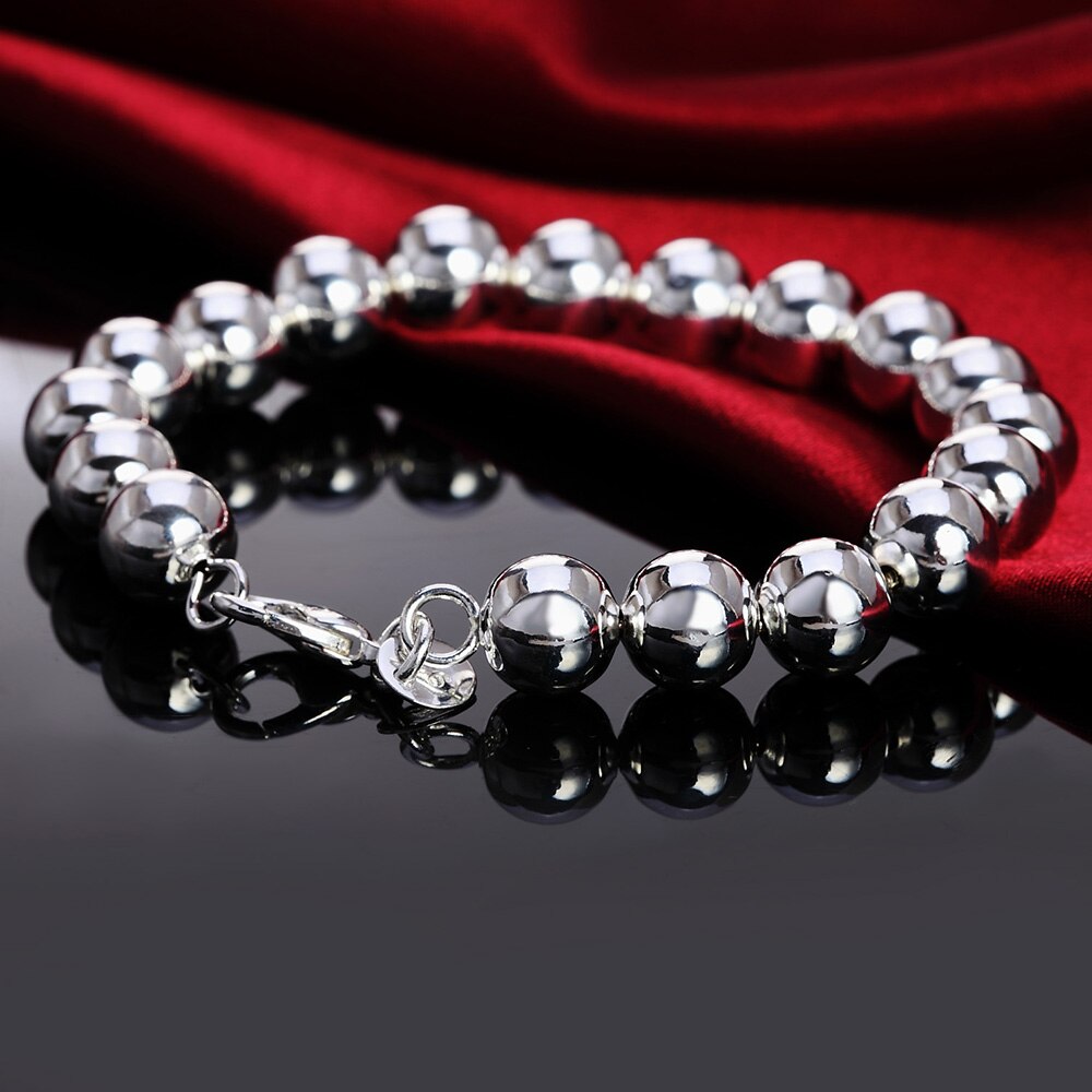 charms 925 sterling silver classic 10MM Beads Bracelet for man woman party wedding accessories gifts fine jewelry