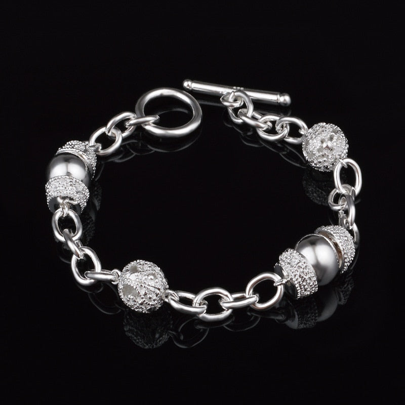 charms geometry Circle Chain 925 sterling Silver Bracelets for Women fine Wedding Party Jewelry Christmas gifts