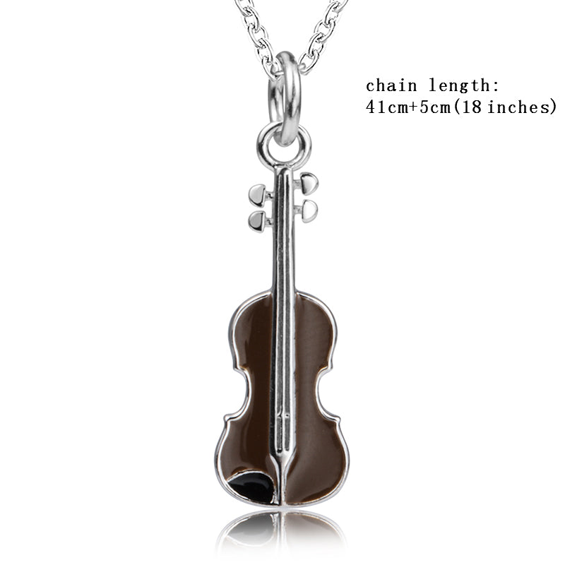 New design 925 sterling silver Musical instrument violin chain pendant&necklace European DIY fine jewelry making for women gifts