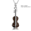 New design 925 sterling silver Musical instrument violin chain pendant&necklace European DIY fine jewelry making for women gifts