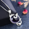 New design 925 sterling silver necklace buckle kitten crystal pendant necklace 3 color choice