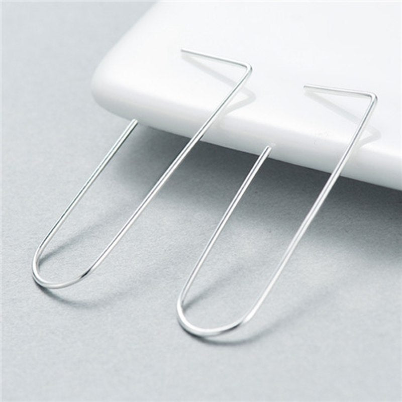 New design 925 sterling silver paper earrings female minimalist earrings simple and long earrings for women