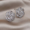 design jewelry 14K gold plated  zircon hollow camellia small version earring elegant women's party accessories