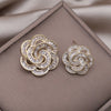 design jewelry 14K gold plated  zircon hollow camellia small version earring elegant women's party accessories