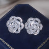 design jewelry 14K gold plated  zircon hollow camellia small version earring elegant women's party accessories