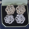 design jewelry 14K gold plated  zircon hollow camellia small version earring elegant women's party accessories
