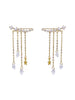 design jewelry copper inlaid zircon leaf long five-pointed star tassel earrings elegant women's wild earrings