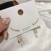 design jewelry copper inlaid zircon leaf long five-pointed star tassel earrings elegant women's wild earrings