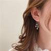 design jewelry copper inlaid zircon leaf long five-pointed star tassel earrings elegant women's wild earrings