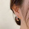 design jewelry exquisite copper inlaid color zircon flower semicircle earrings elegant women's daily wild earrings