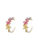 design jewelry exquisite copper inlaid color zircon flower semicircle earrings elegant women's daily wild earrings