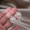 design jewelry exquisite copper inlaid zircon flowers, sunflower earrings, elegant female shiny earrings
