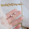 design jewelry exquisite copper inlaid zircon pink crystal love earrings sweet small student women's daily earrings