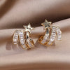 design jewelry exquisite copper inlaid zircon shiny letters star earrings  women's wedding accessories gifts