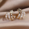 design jewelry exquisite copper inlaid zircon shiny letters star earrings  women's wedding accessories gifts