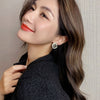 design jewelry exquisite copper inlaid zircon square black acrylic letter earring elegant women's simple accessories