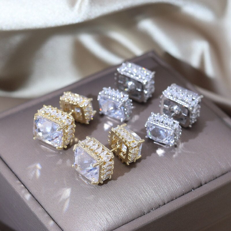 design jewelry in Korea  zircon earrings at front and back Elegant women's party accessories