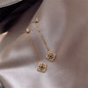 design jewelry retro hollow alloy drop earrings long delicate inlaid green crystal pendant party earrings for women