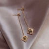 design jewelry retro hollow alloy drop earrings long delicate inlaid green crystal pendant party earrings for women