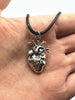 New fashion Gothic punk silver antique pleated Oddities Anatomical Heart Necklace Realistic Pendant necklace for men and women