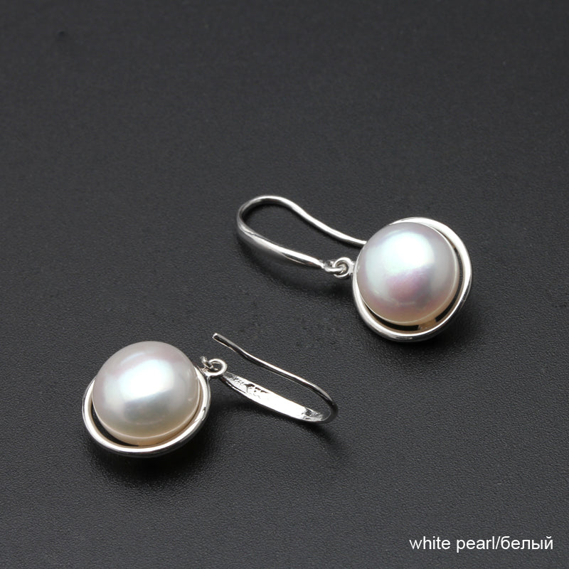 New fashion black Pearl Earrings Jewelry For Women Pearl 925 sterling silver jewelry weddings gift