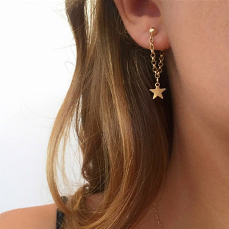 New fashion jewelry accessories gold color star design chain angle earring best gift for the girl lover   e0465