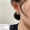 jewelry copper inlaid black white zircon love double-sided acrylic earrings  women's wedding party earrings