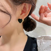 jewelry copper inlaid black white zircon love double-sided acrylic earrings  women's wedding party earrings