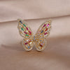 jewelry copper inlaid with colored zircon exaggerated butterfly ring earrings  women's prom party accessories