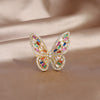 jewelry copper inlaid with colored zircon exaggerated butterfly ring earrings  women's prom party accessories