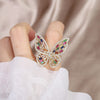 jewelry copper inlaid with colored zircon exaggerated butterfly ring earrings  women's prom party accessories