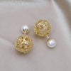 jewelry design 14K gold plated hollow metal ball before after wearing earring Elegant women's daily work accessories