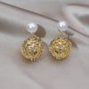 jewelry design 14K gold plated hollow metal ball before after wearing earring Elegant women's daily work accessories