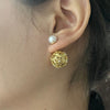 jewelry design 14K gold plated hollow metal ball before after wearing earring Elegant women's daily work accessories
