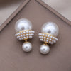 jewelry designed in Korea Simple pearls Wear round earrings before and after Elegant women's daily work accessories