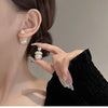 jewelry designed in Korea Simple pearls Wear round earrings before and after Elegant women's daily work accessories