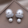 jewelry designed in Korea Simple pearls Wear round earrings before and after Elegant women's daily work accessories