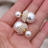 jewelry designed in Korea Simple pearls Wear round earrings before and after Elegant women's daily work accessories