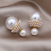 jewelry designed in Korea Simple pearls Wear round earrings before and after Elegant women's daily work accessories