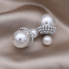 jewelry designed in Korea Simple pearls Wear round earrings before and after Elegant women's daily work accessories