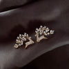 jewelry exquisite copper inlaid zircon deer branch 14K gold earrings  full crystal women's prom party earrings
