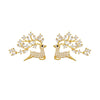 jewelry exquisite copper inlaid zircon deer branch 14K gold earrings  full crystal women's prom party earrings