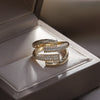 jewelry exquisite  AAA zircon double layer cross ring creative women's cocktail party opening adjustable ring