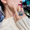 jewelry opening high-grade copper inlaid crystal glass flower ring exaggerated  cocktail party ring for women