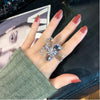 jewelry opening high-grade copper inlaid crystal glass flower ring exaggerated  cocktail party ring for women