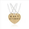 necklace friend bitches 2/3 broken heart pendant necklace triple stitching girlfriends girlfriend Friendsh